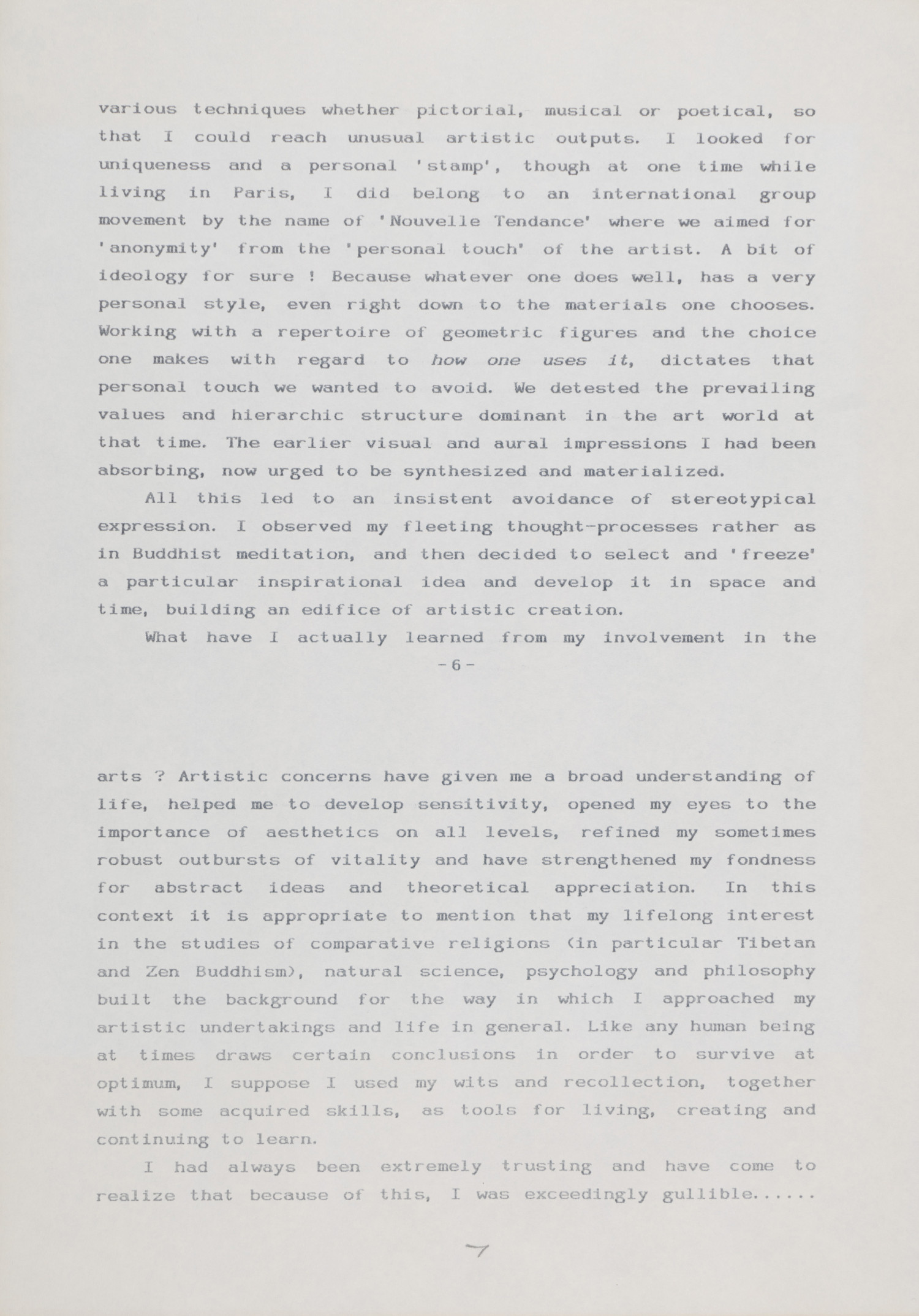 <p><em>An Art of Living</em> (1994/95), published in Spanish translation as <em>Un Arte de Vivir</em> in <em>Inventario</em> 5 (1995)<br />
[GREE/2/060]<br />
<br></p>