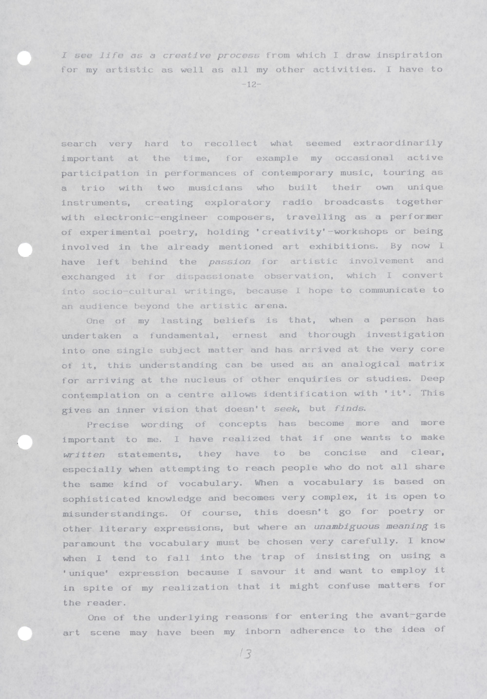 <p><em>An Art of Living</em> (1994/95), published in Spanish translation as <em>Un Arte de Vivir</em> in <em>Inventario</em> 5 (1995)<br />
[GREE/2/060]<br />
<br></p>