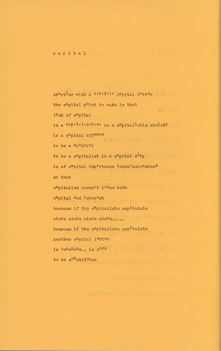 <p><em>Tune in to Reality!</em> (1974), <em>capital</em><br />
[GREE/2/026]<br />
<br></p>